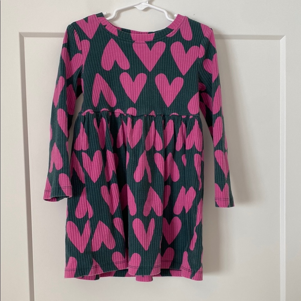 Pink Heart Patterned Kids Dress